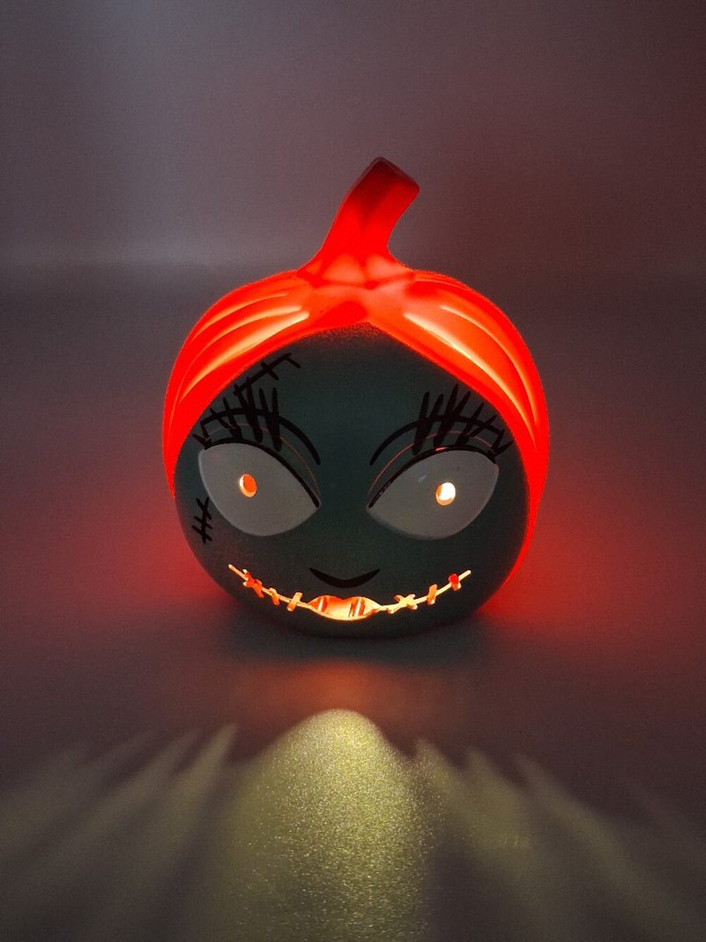 Mini Plastic Light-Up Halloween Pumpkin Sally Nightmare Before Christmas EUC